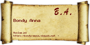 Bondy Anna névjegykártya